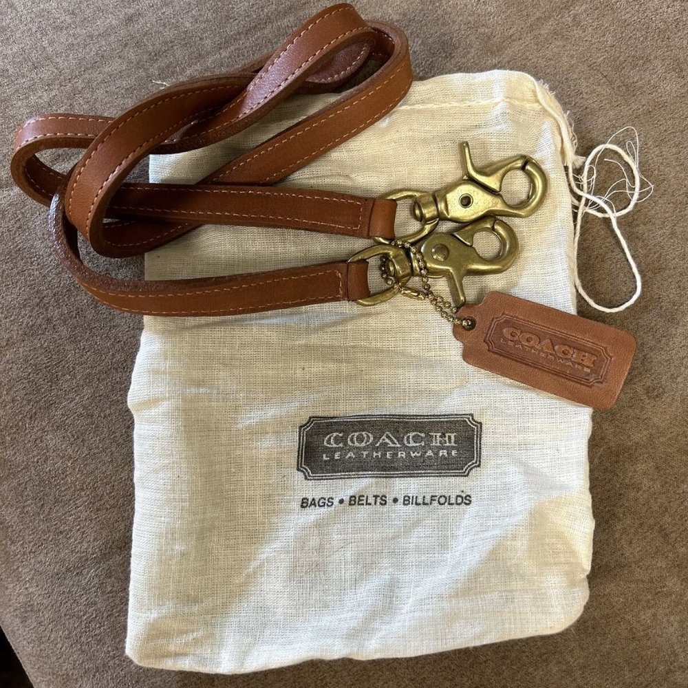 COACH VINTAGE Saddle BROWN LEATHER THIN REPLACEMENT STRAP & HANGTAG